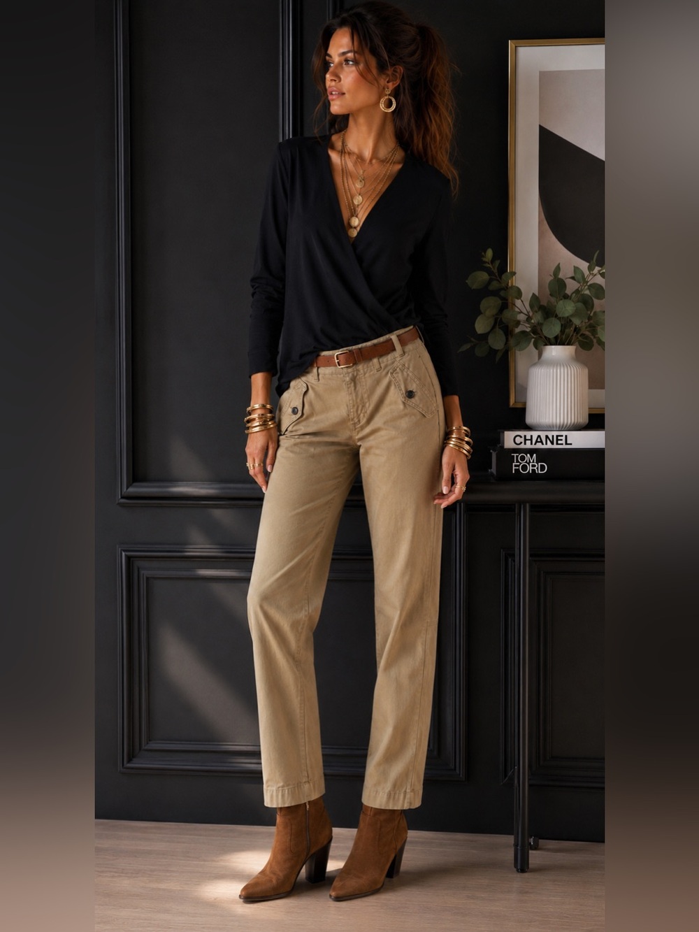 Banana Republic Authentic Straight Leg Chino Pants in Khaki
